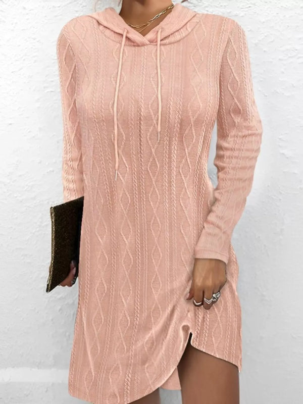 Casual Long Sleeve Hooded Knit Dress - product image 2