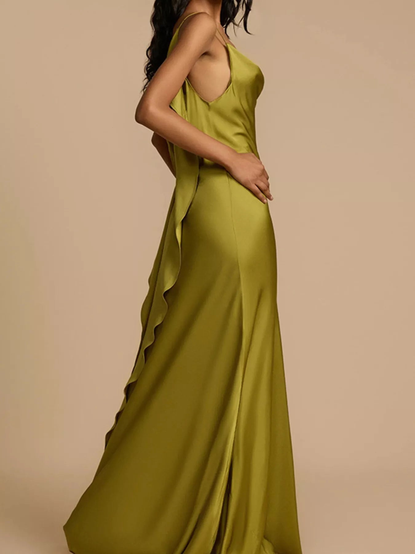 Satin Cowl Neck Slit Maxi Dress - product image 3