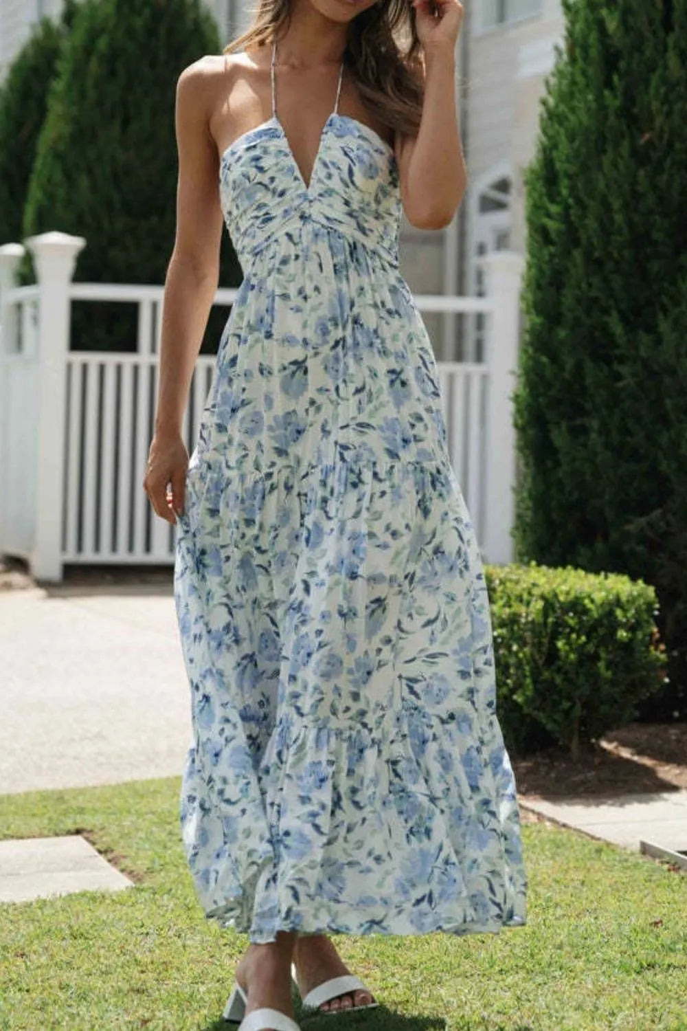 Floral Halter Neck Tiered Maxi Dress | $40 | Shopiebay Floral Halter Neck Tiered Maxi Dress | $40 | Shopiebay