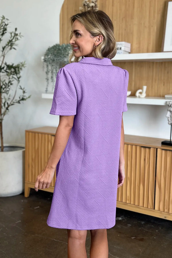 Double Take Texture Collared Neck Short Sleeve Dress - product image 8