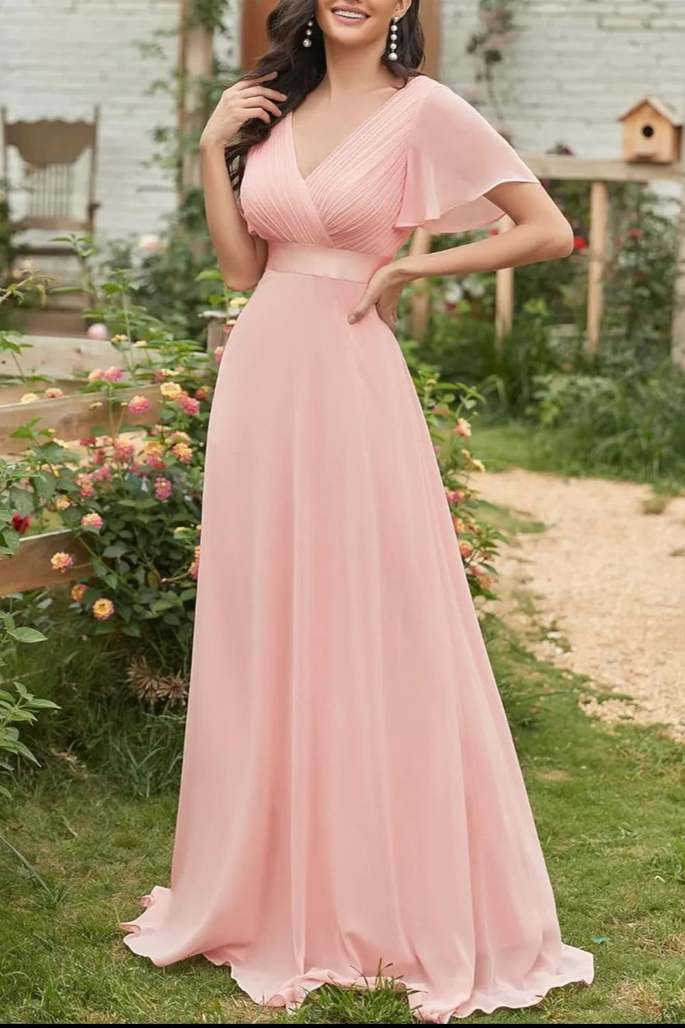 Surplice Flutter Sleeve Maxi Dress Main image