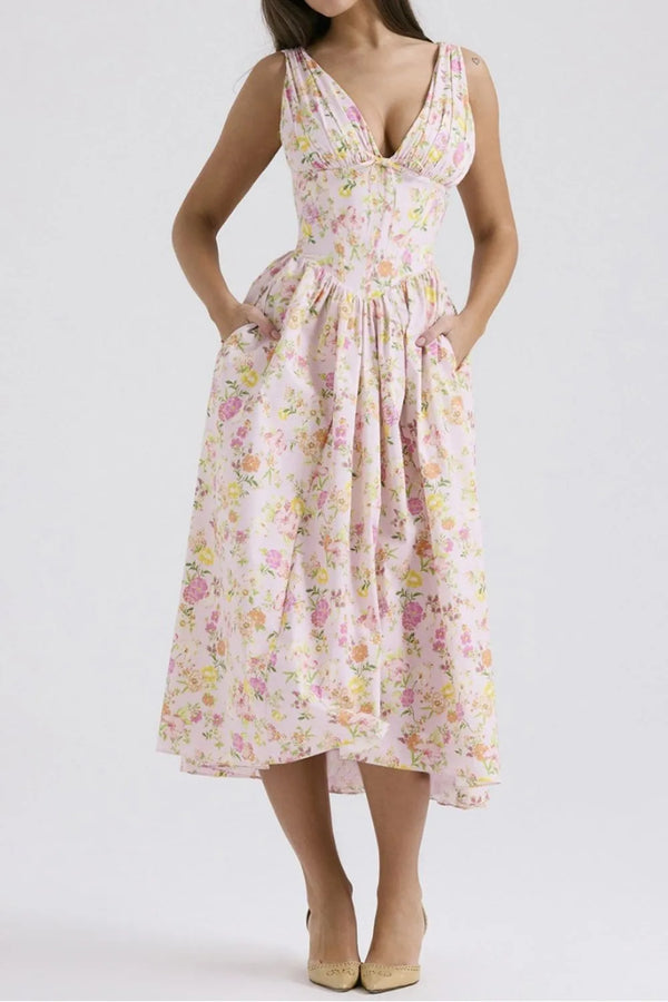 Floral V-Neck Sleeveless Midi Dress with Pockets - product image 10