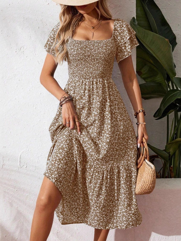 Floral Print Smocked Ruffle Sleeves Dress - product image 17