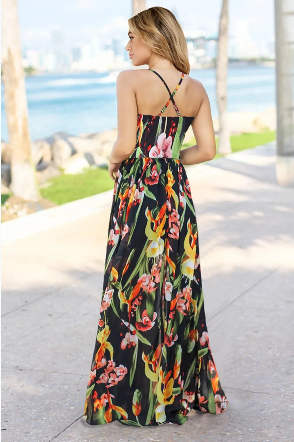 Crisscross Printed Surplice Cami Dress view 5 - Shopiebay