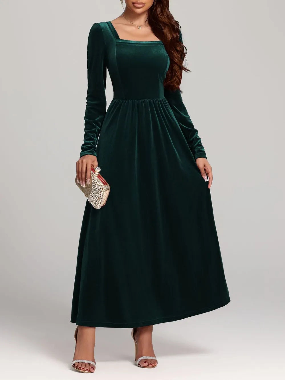 Velvet Square Neck Long Sleeve Dress - product image 9