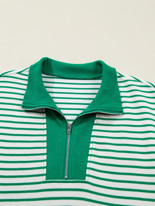 Stripe Quarter Zip Polo Collar T Shirt Dress with Pockets - product image 18