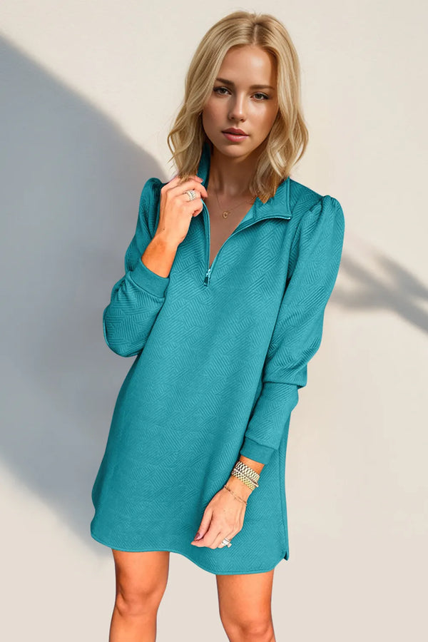 Double Take Textured Quarter Zip Long Sleeve Dress - product image 10