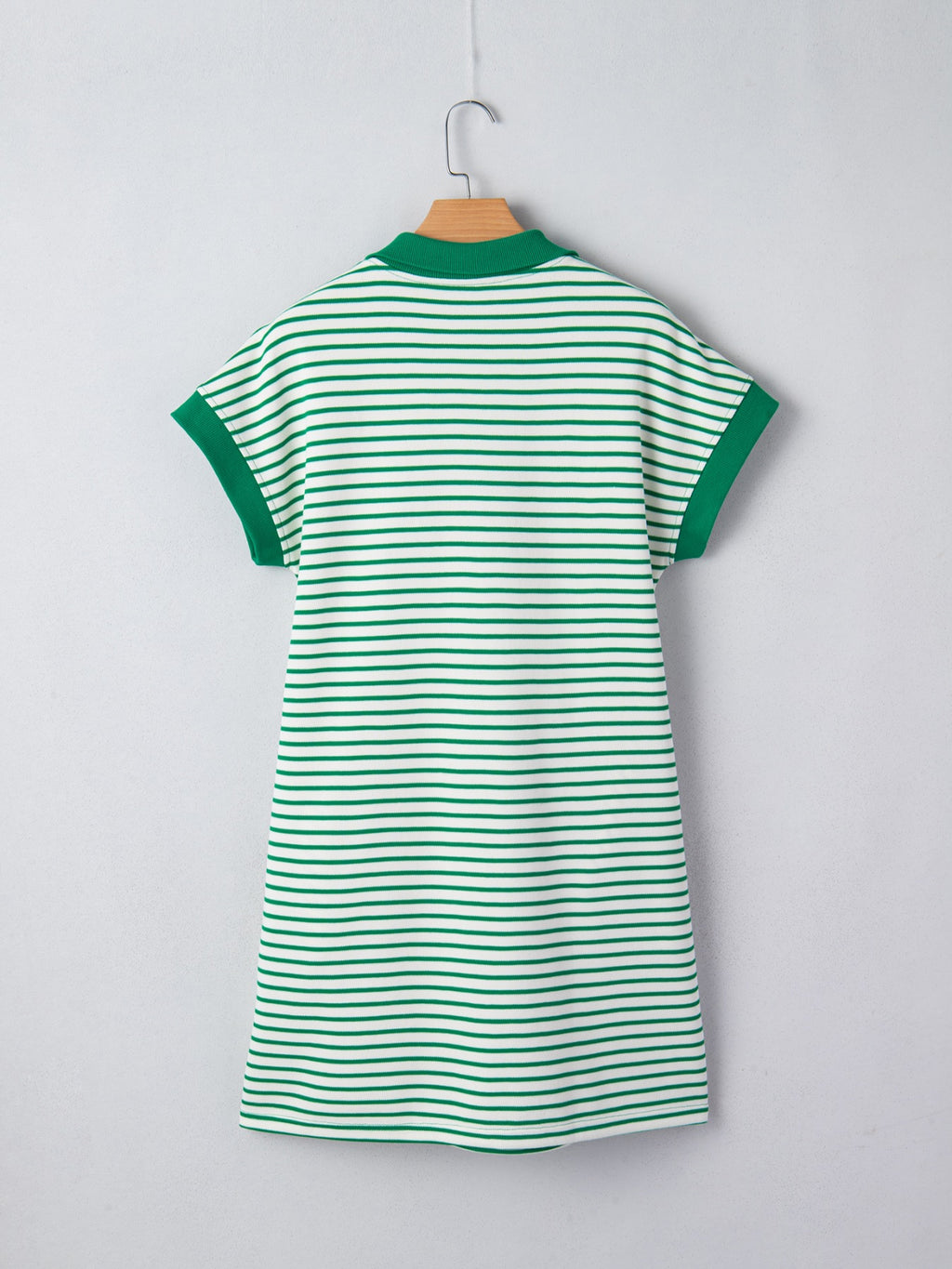 Stripe Quarter Zip Polo Collar T Shirt Dress with Pockets - product image 17