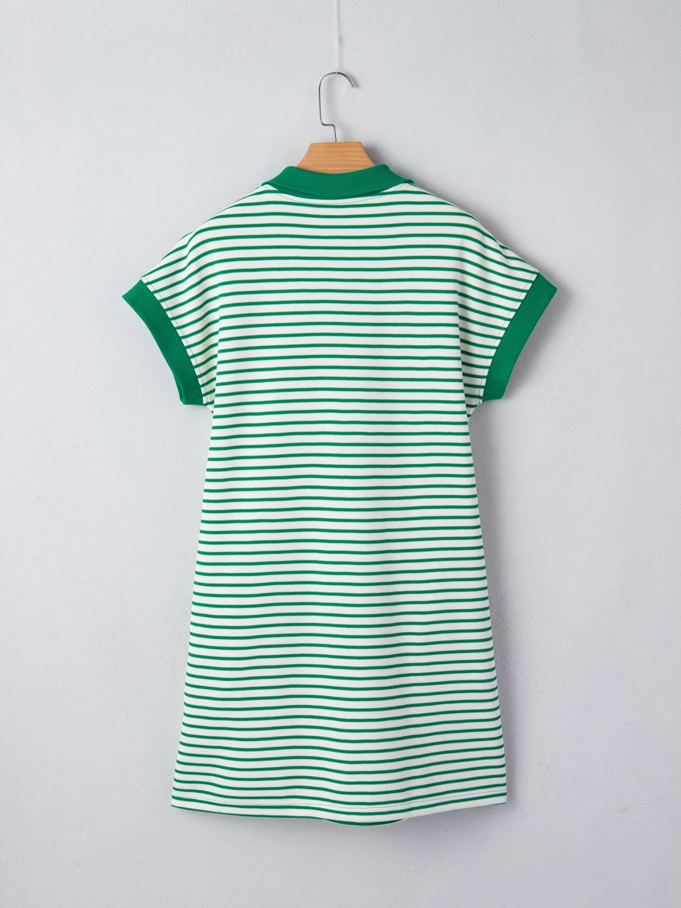 Stripe Quarter Zip Polo Collar T Shirt Dress with Pockets - product image 17