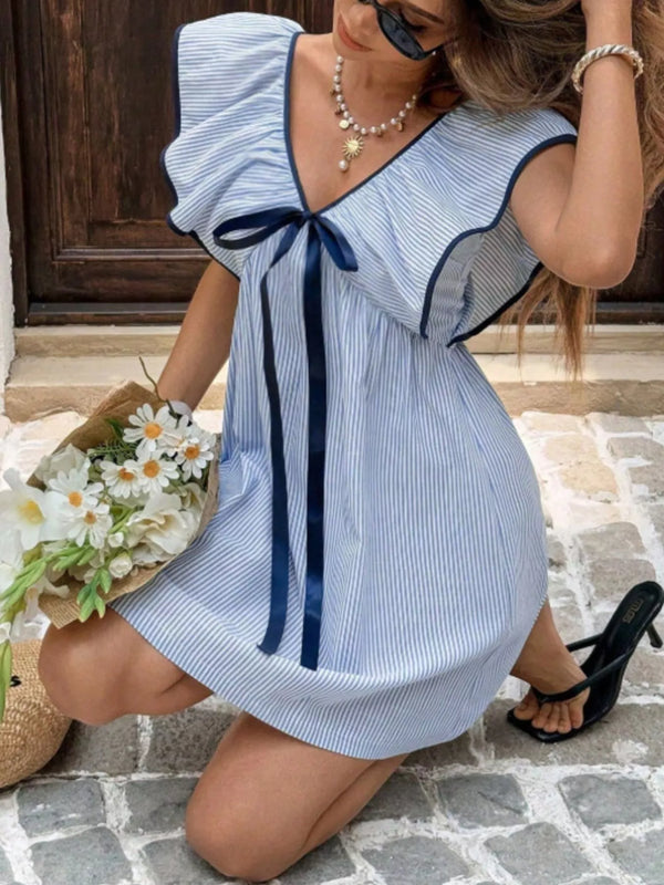 Striped Ruffle Sleeve Mini Dress - product image 3