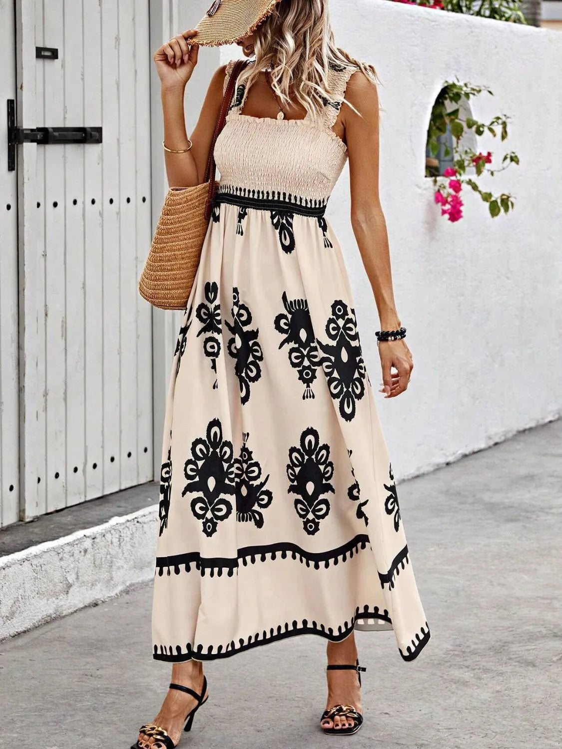 Smocked Printed Wide Strap Maxi Dress - product image 6