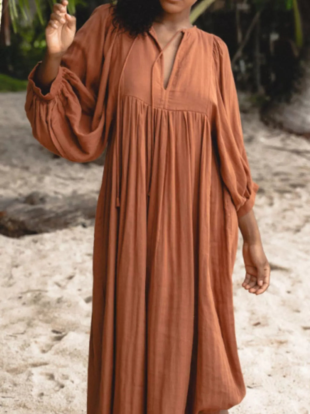 Tie Neck 3/4 Sleeve Midi Dress - product image 10