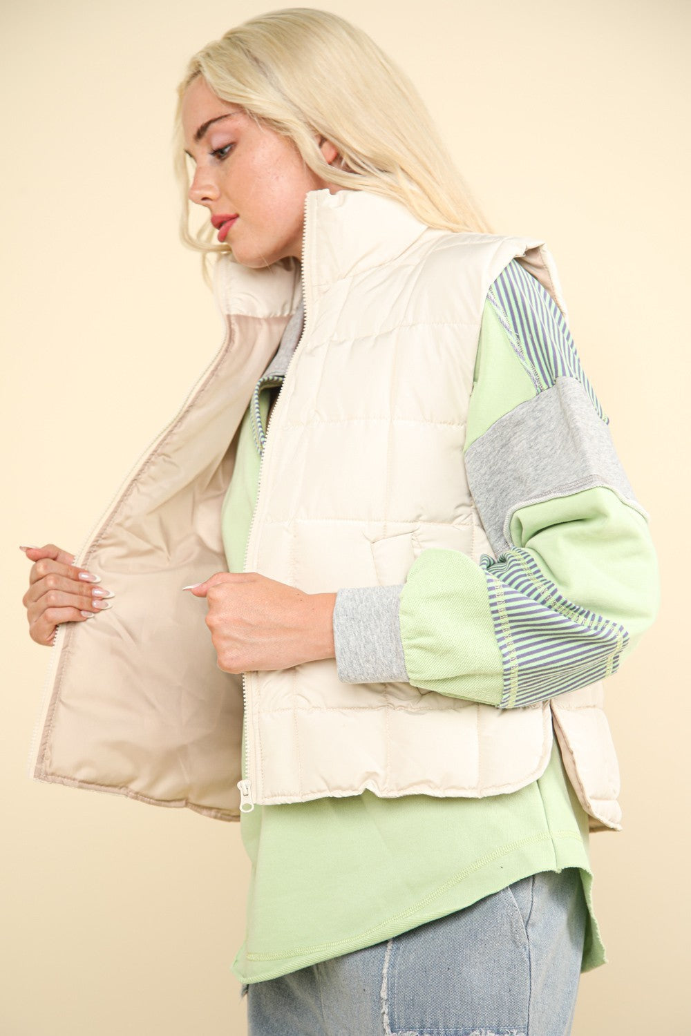 VERY J Zip Up Puffer Padded Warm Vest