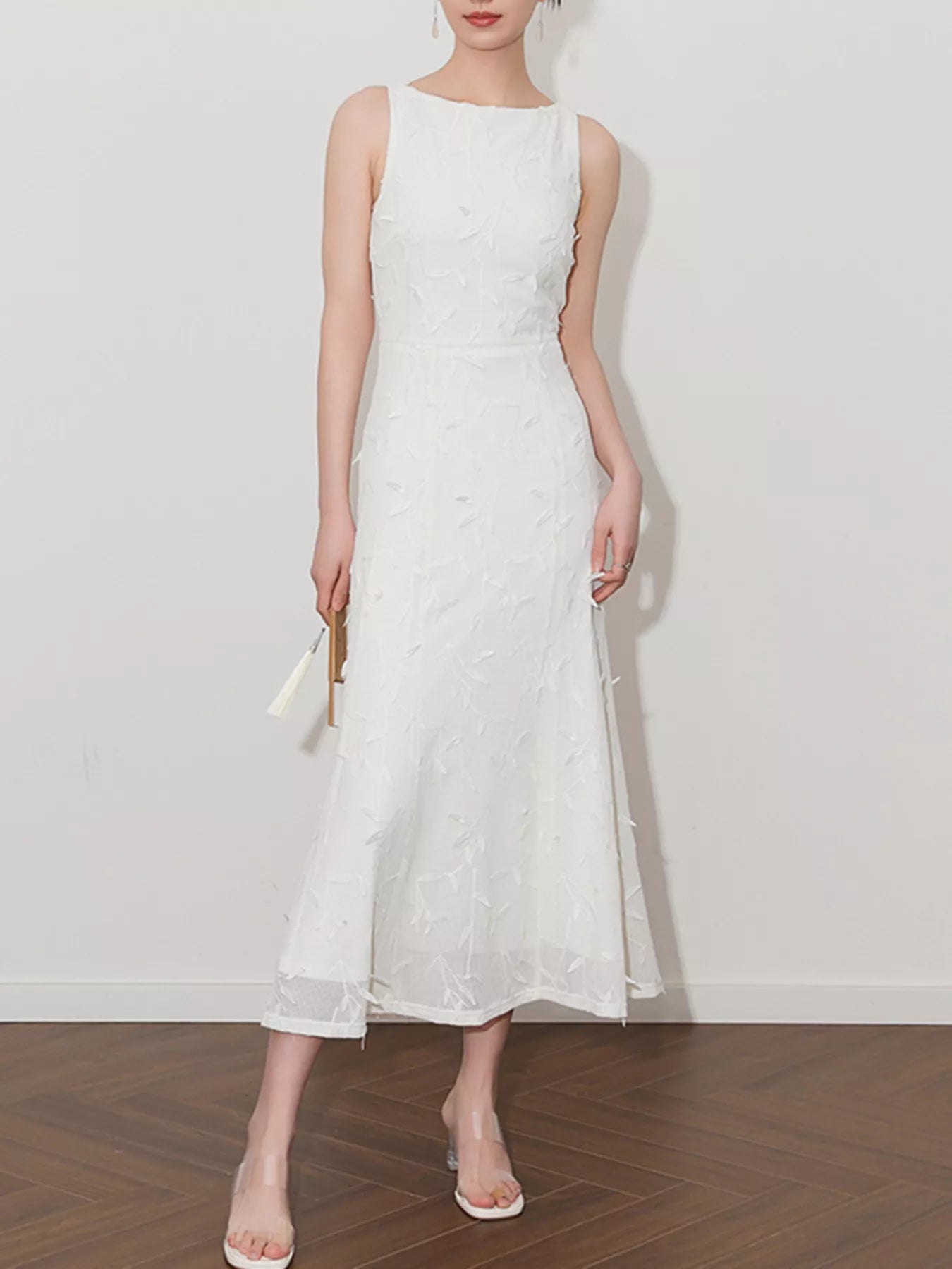 Sleeveless Floral Applique Midi Dress - product image 4