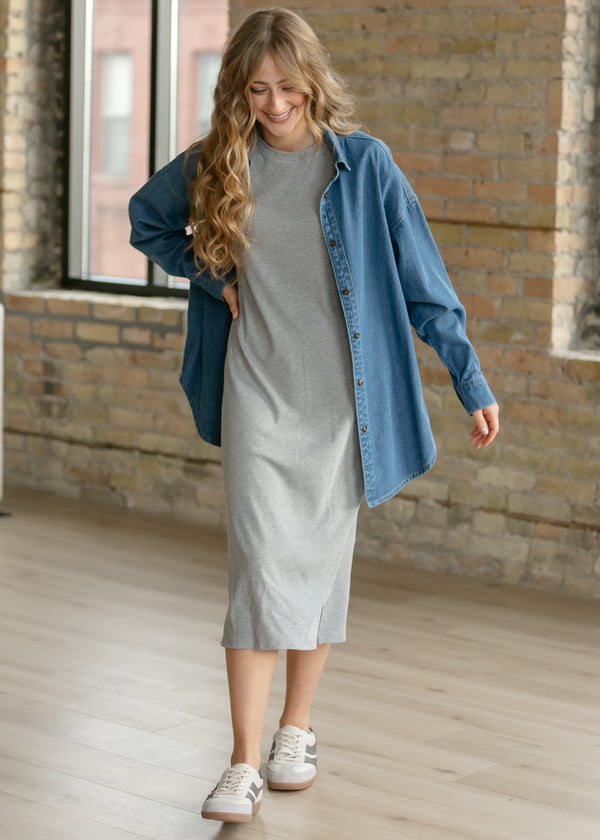 Baylor Gray Ribbed T-shirt Dress - product image 2