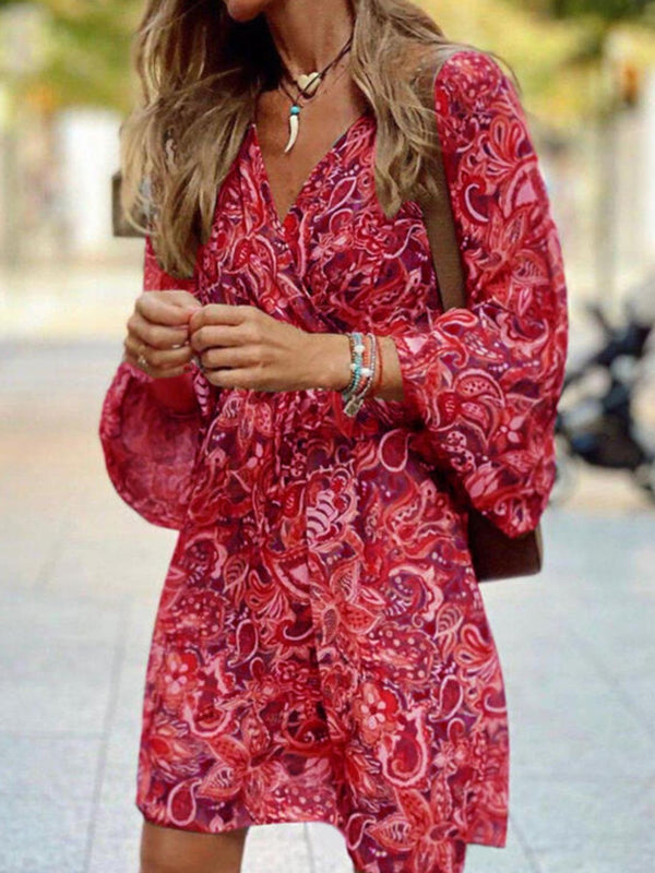 Paisley Print Balloon Sleeve Mini Dress - product image 5