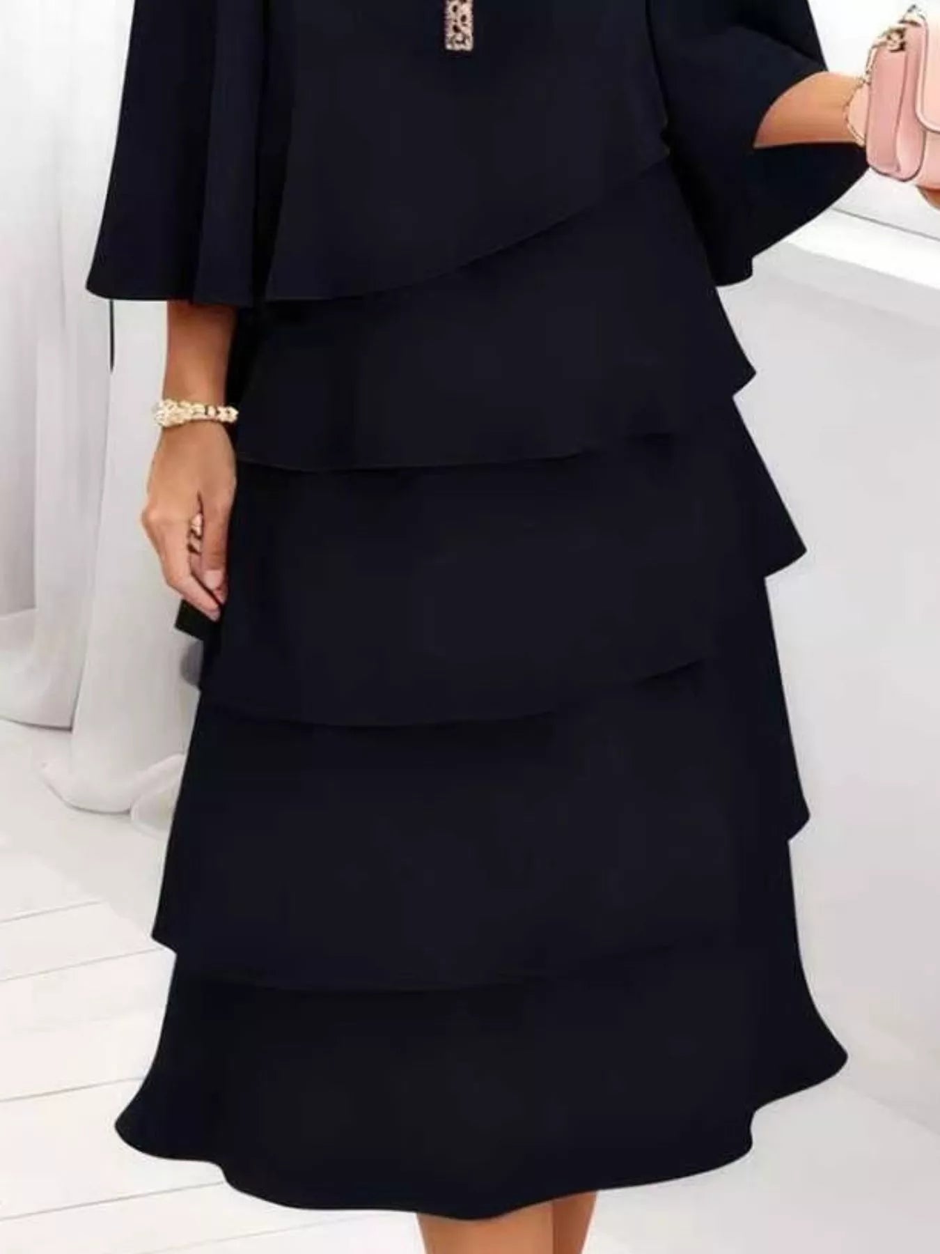 Ruffled Layered 3/4 Sleeve Dress - product image 9