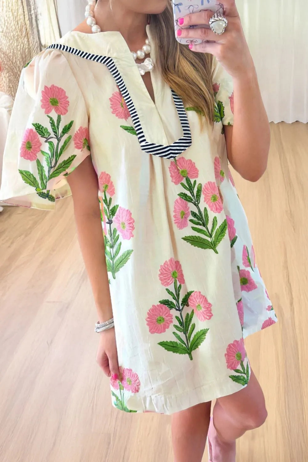 Floral Print Flutter Sleeve Summer Mini Dress view 4 - Shopiebay
