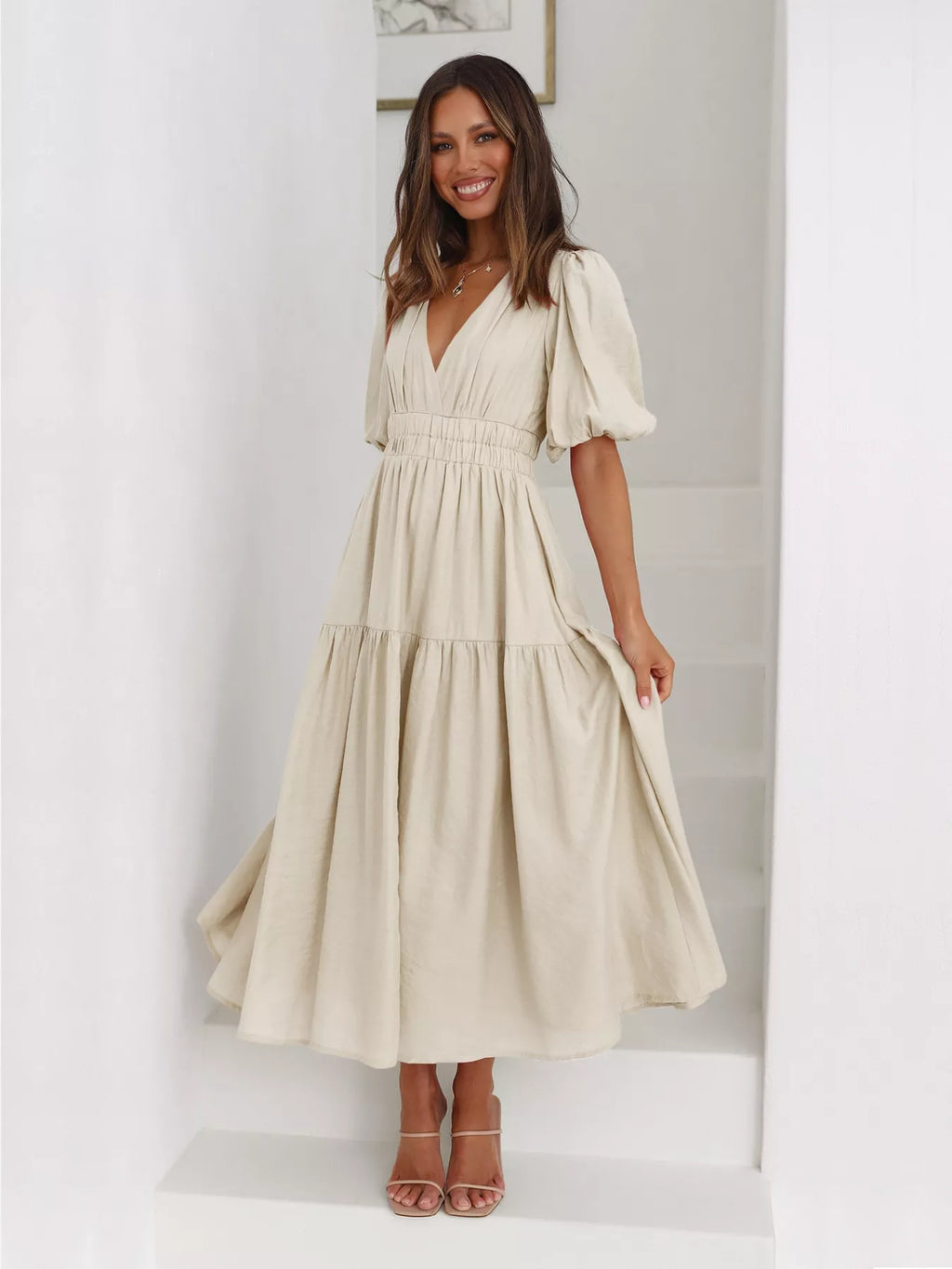 Tiered Puff Sleeve Midi Dress - product image 11