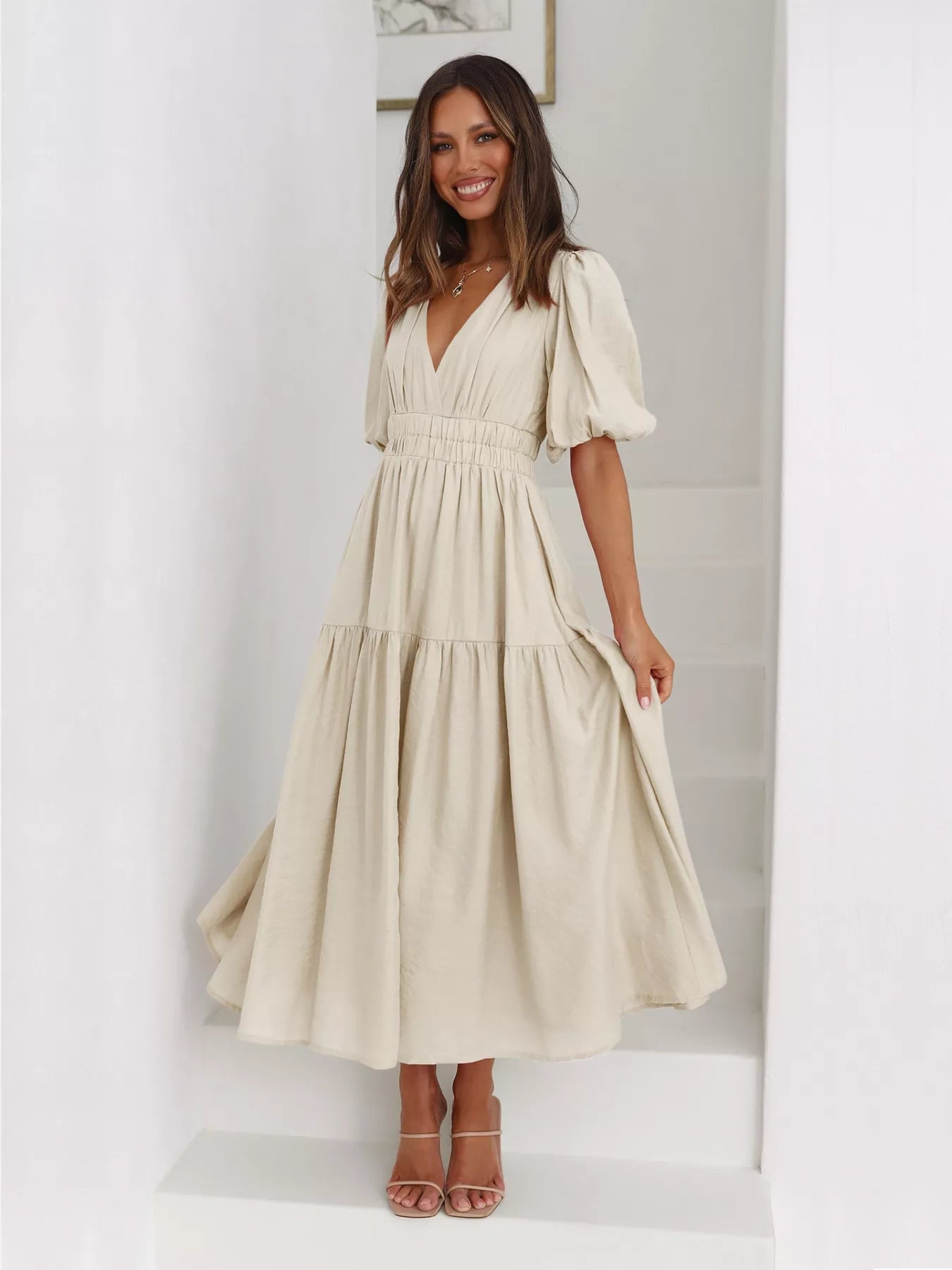 Tiered Puff Sleeve Midi Dress - product image 11