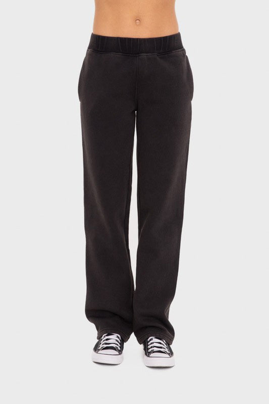 Mono B Elastic Waist Fleece Pants with Pockets