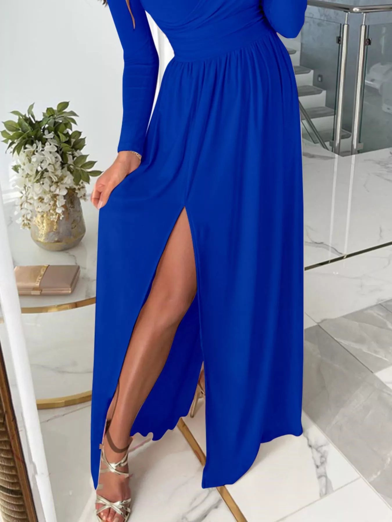 Slit Surplice Cold Shoulder Maxi Dress - product image 8