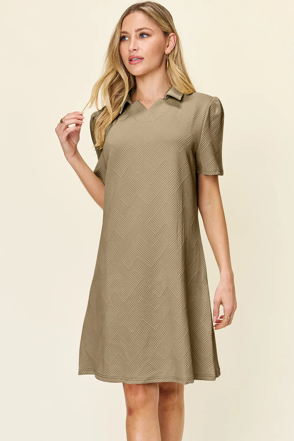 Double Take Texture Collared Neck Short Sleeve Dress - product image 31