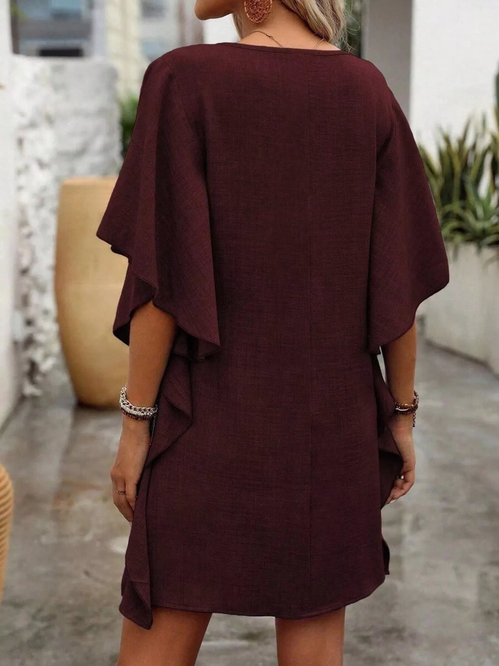Ruffled Flutter Sleeve V-Neck Mini Dress - product image 2