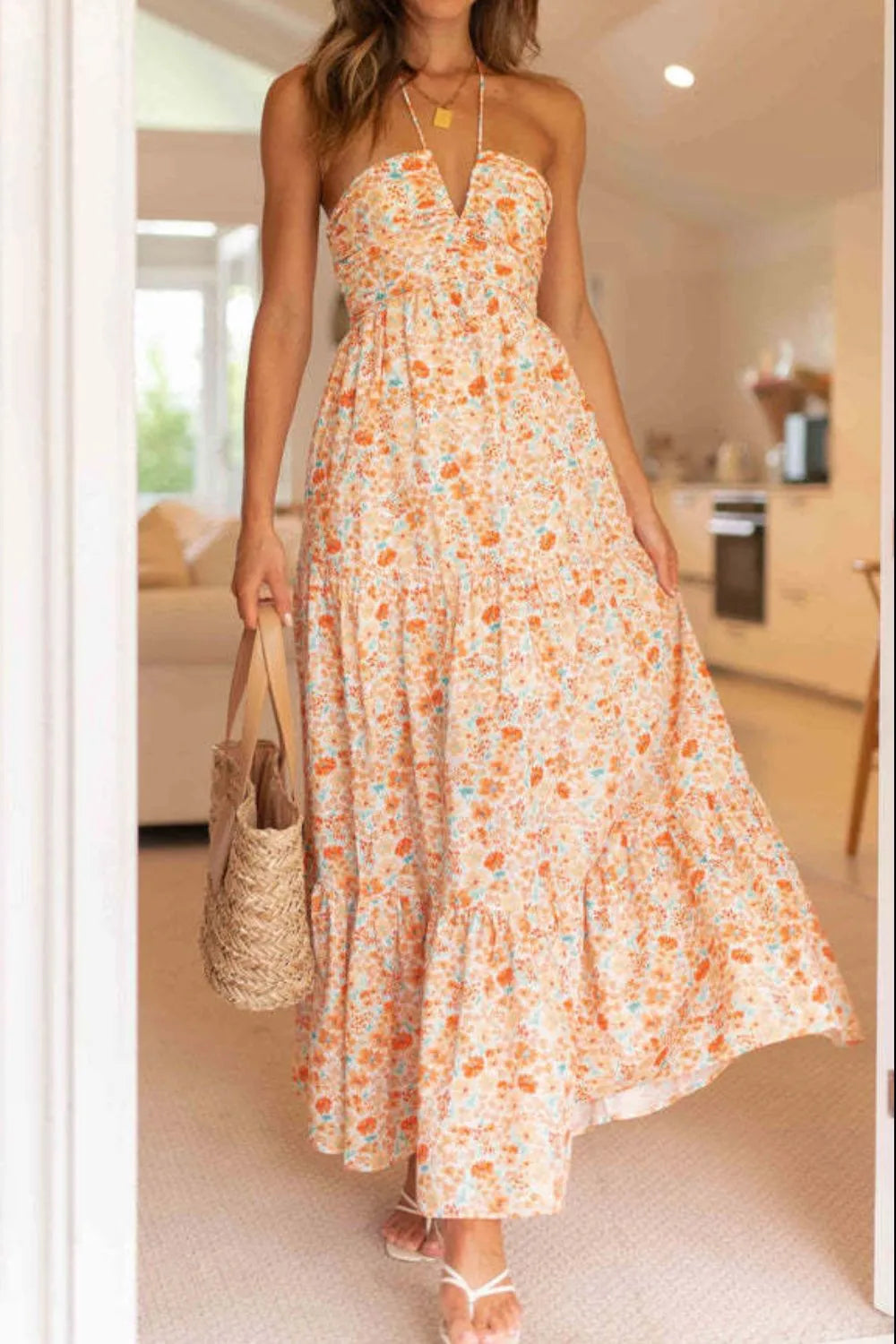 Floral Halter Neck Tiered Maxi Dress | $40 | Shopiebay Floral Halter Neck Tiered Maxi Dress | $40 | Shopiebay