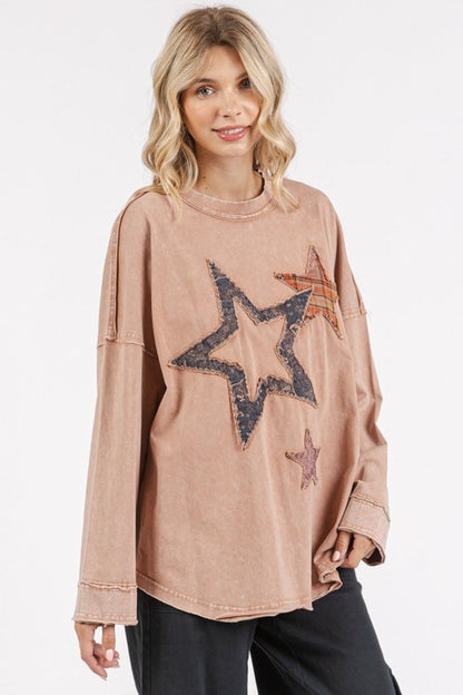 Mittoshop Mineral Wash Star Patch Long Sleeve T-Shirt