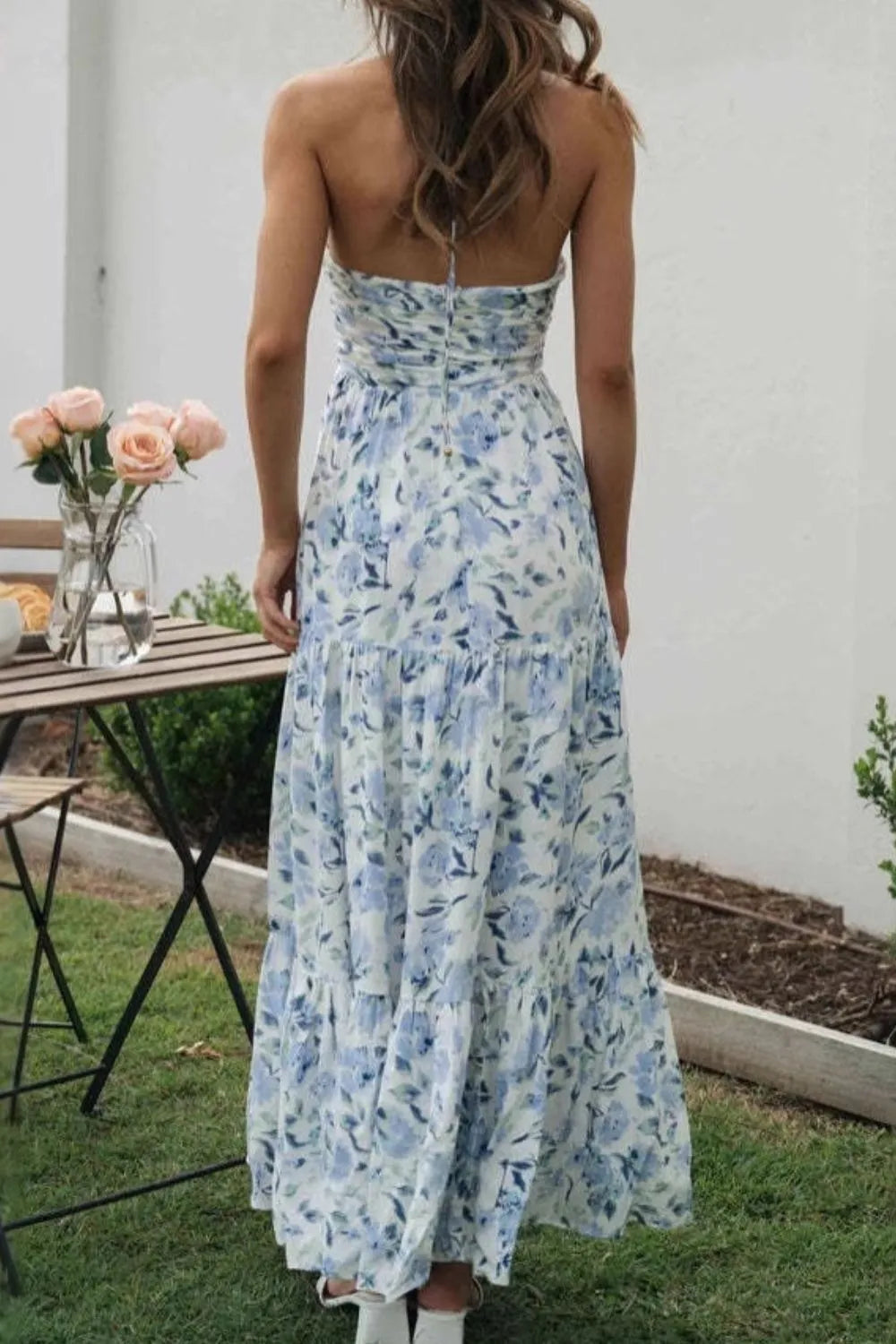 Floral Halter Neck Tiered Maxi Dress view 11 - Shopiebay