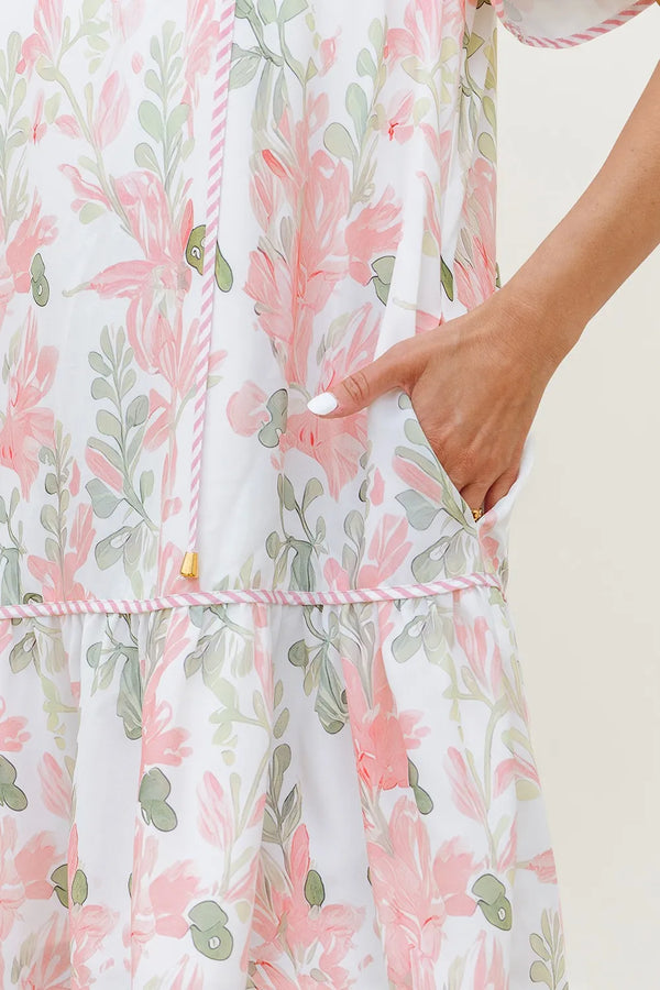Floral Contrast Edge Layered Short Sleeve Mini Dress - product image 8