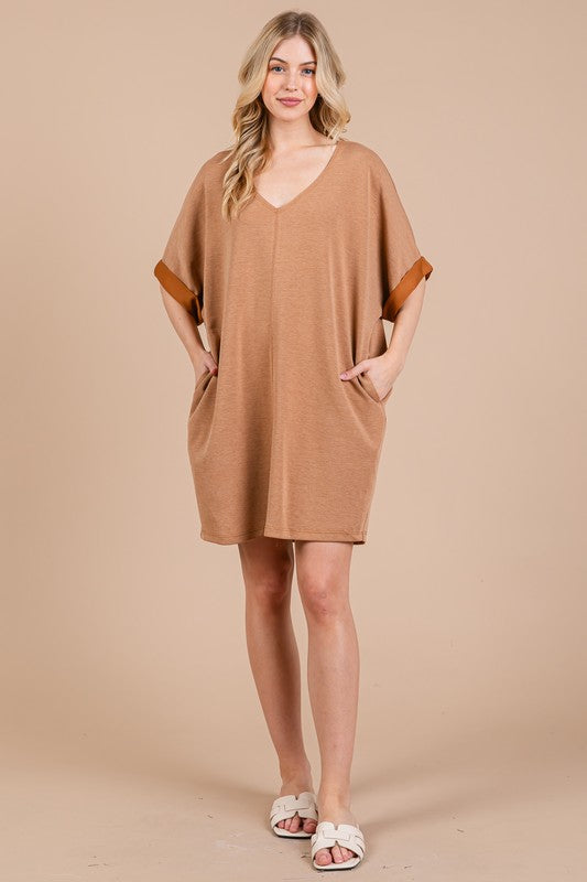 Ces Femme V-Neck Half Sleeve Dress