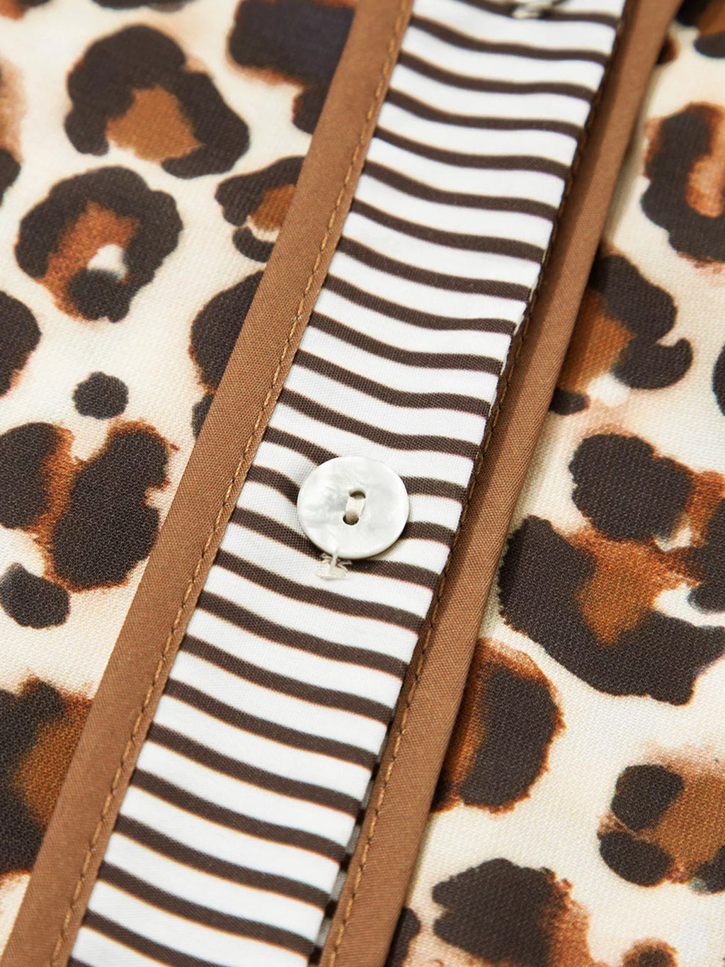 Leopard Print Striped Patchwork 3/4 Sleeve Loose Mini Dress view 8 - Shopiebay