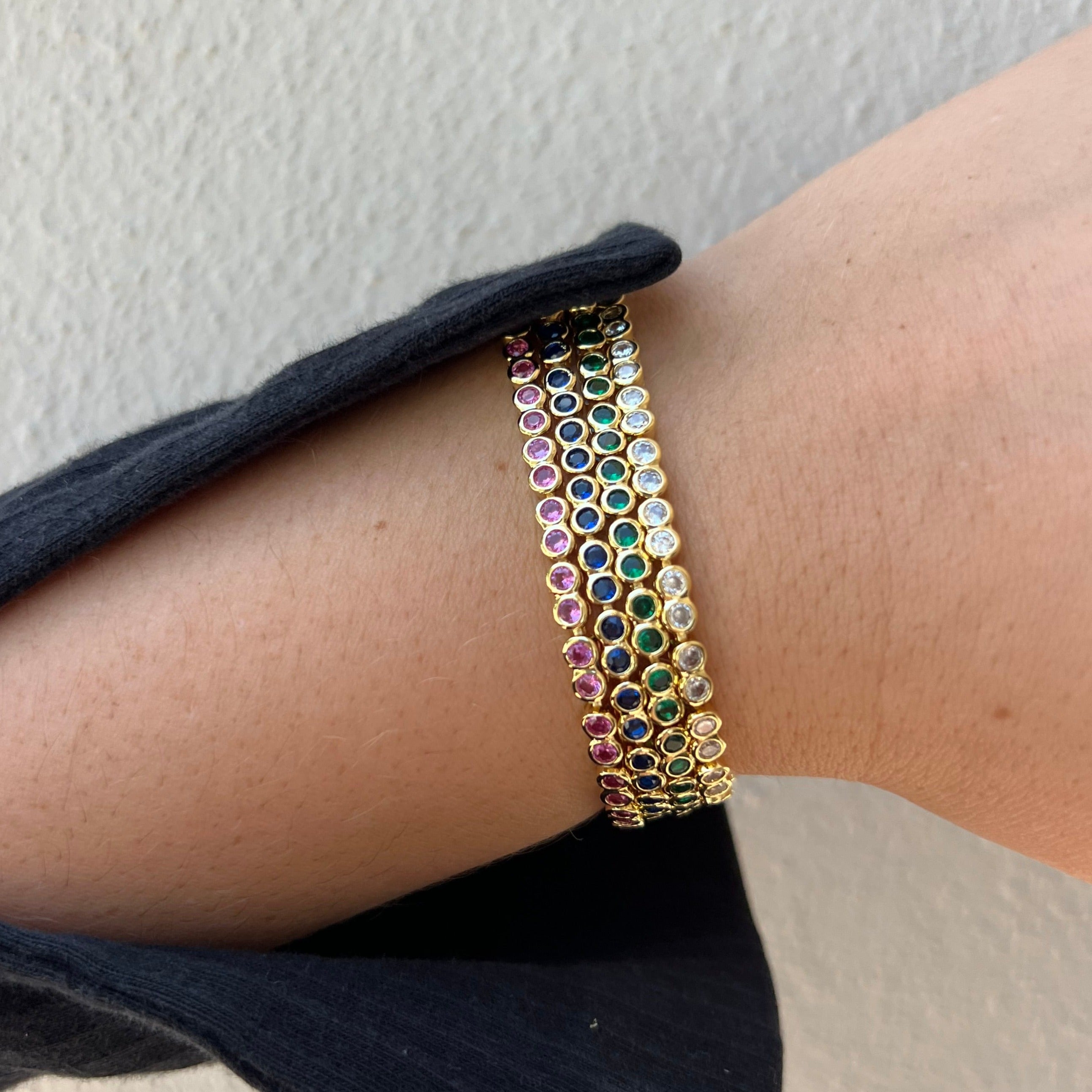 Bezel Tennis Bracelet- Pink Secondary image