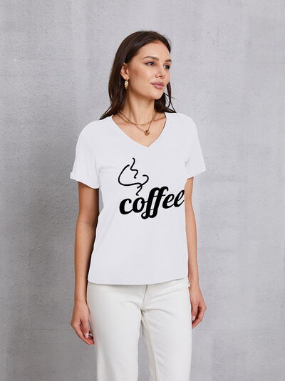 COFFEE V-Neck Short Sleeve T-Shirt