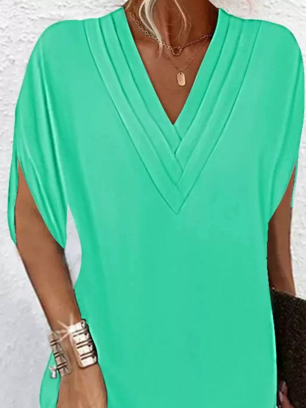 V-Neck Slit Sleeve Mini Dress - product image 8