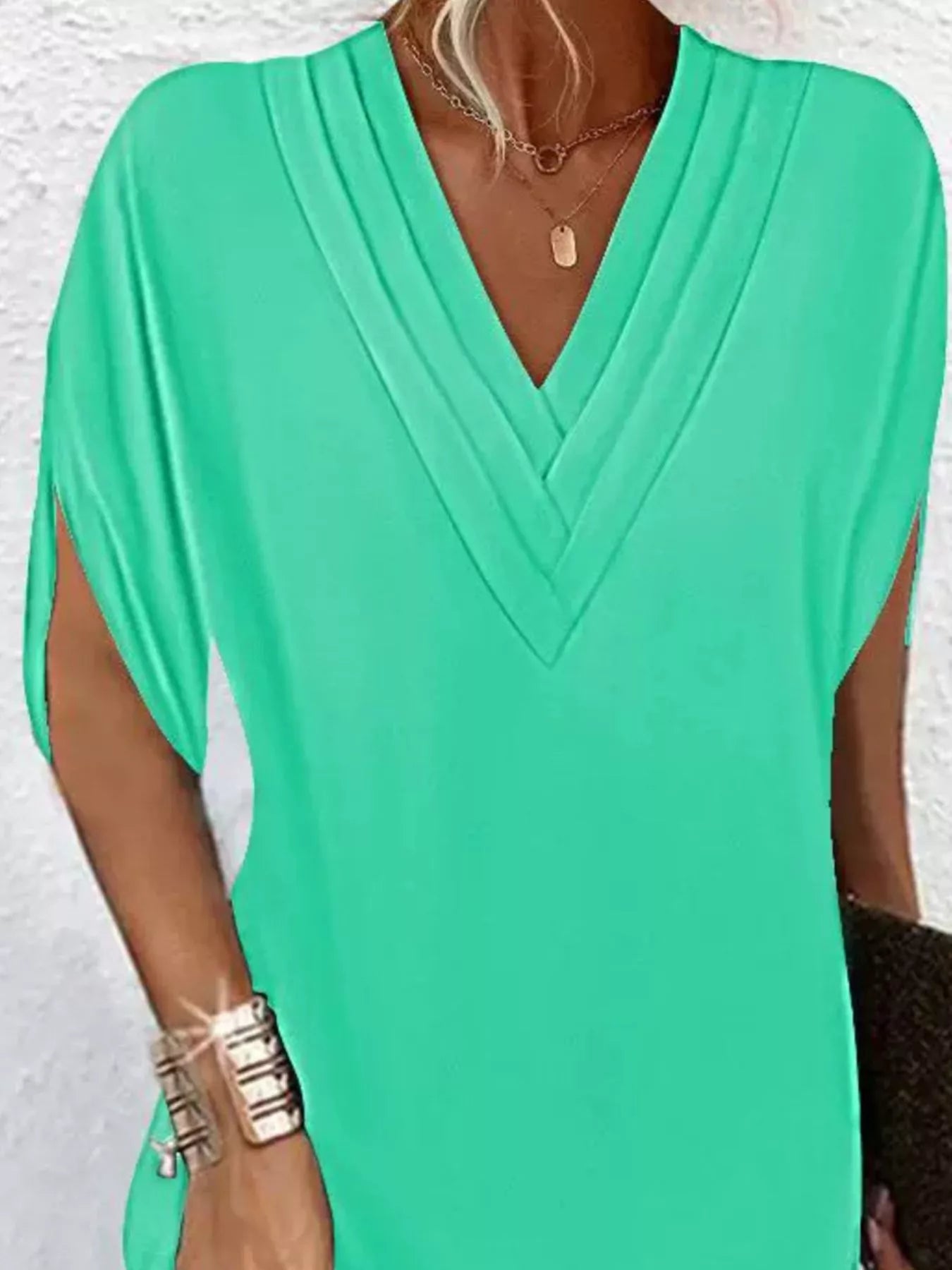 V-Neck Slit Sleeve Mini Dress - product image 8
