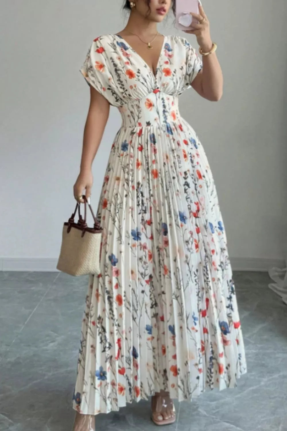 Floral Print Pleated Maxi Dress Main image