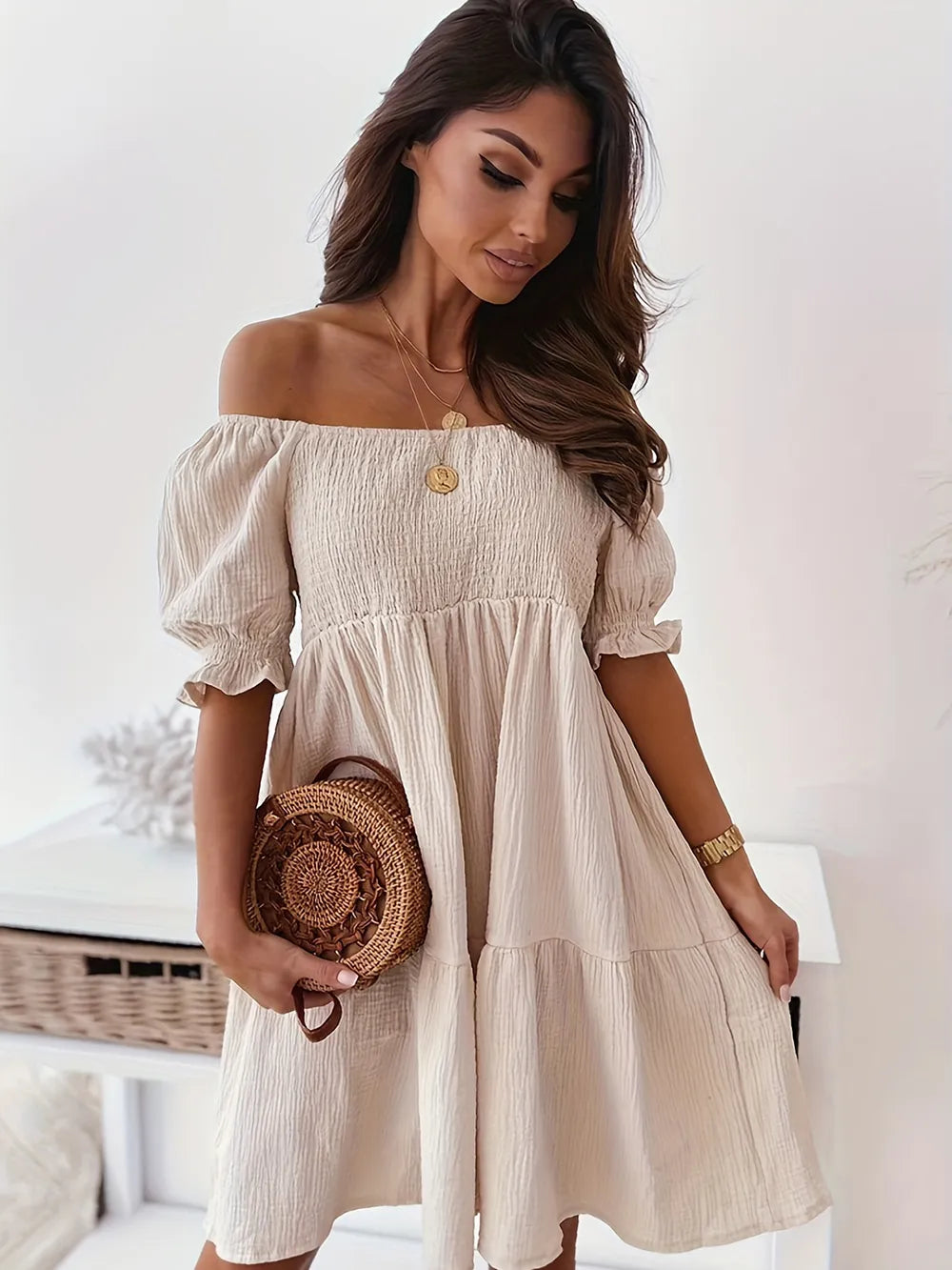 Ruffled Off-Shoulder Short Sleeve Dress - product image 10