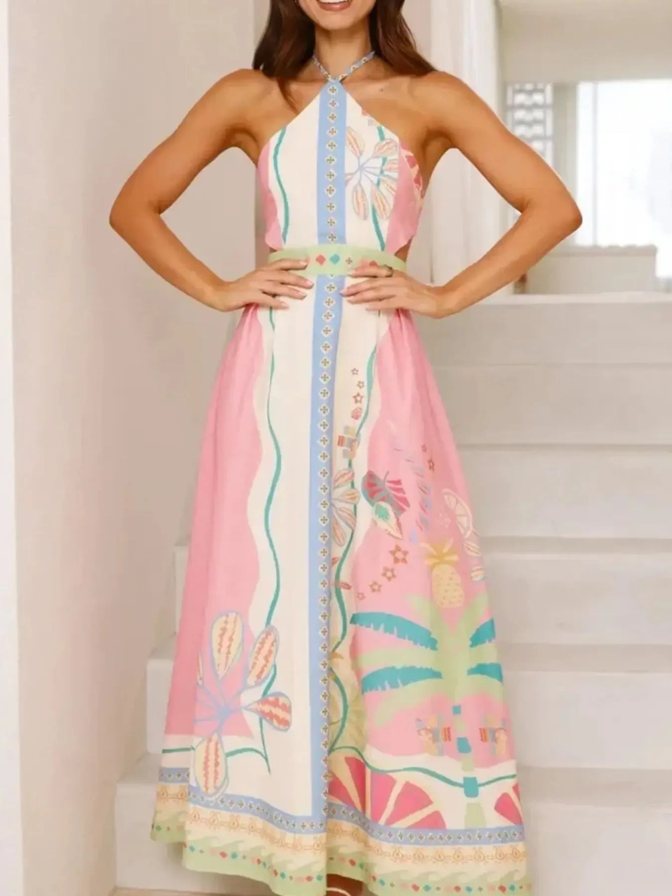 Halter Neck Printed Maxi Dress - product image 3