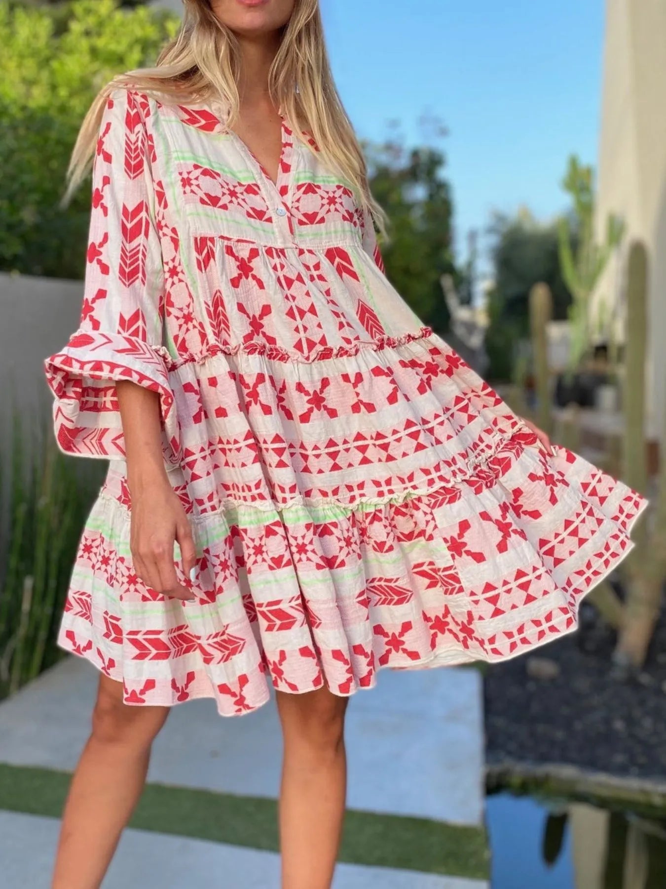 Printed Tiered Babydoll Dress Secondary image