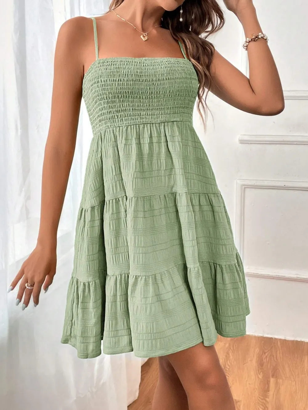 Smocked Tiered Sleeveless Mini Dress - product image 22