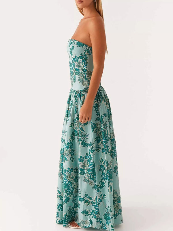 Ruched Printed Tube Maxi Dress - product image 5