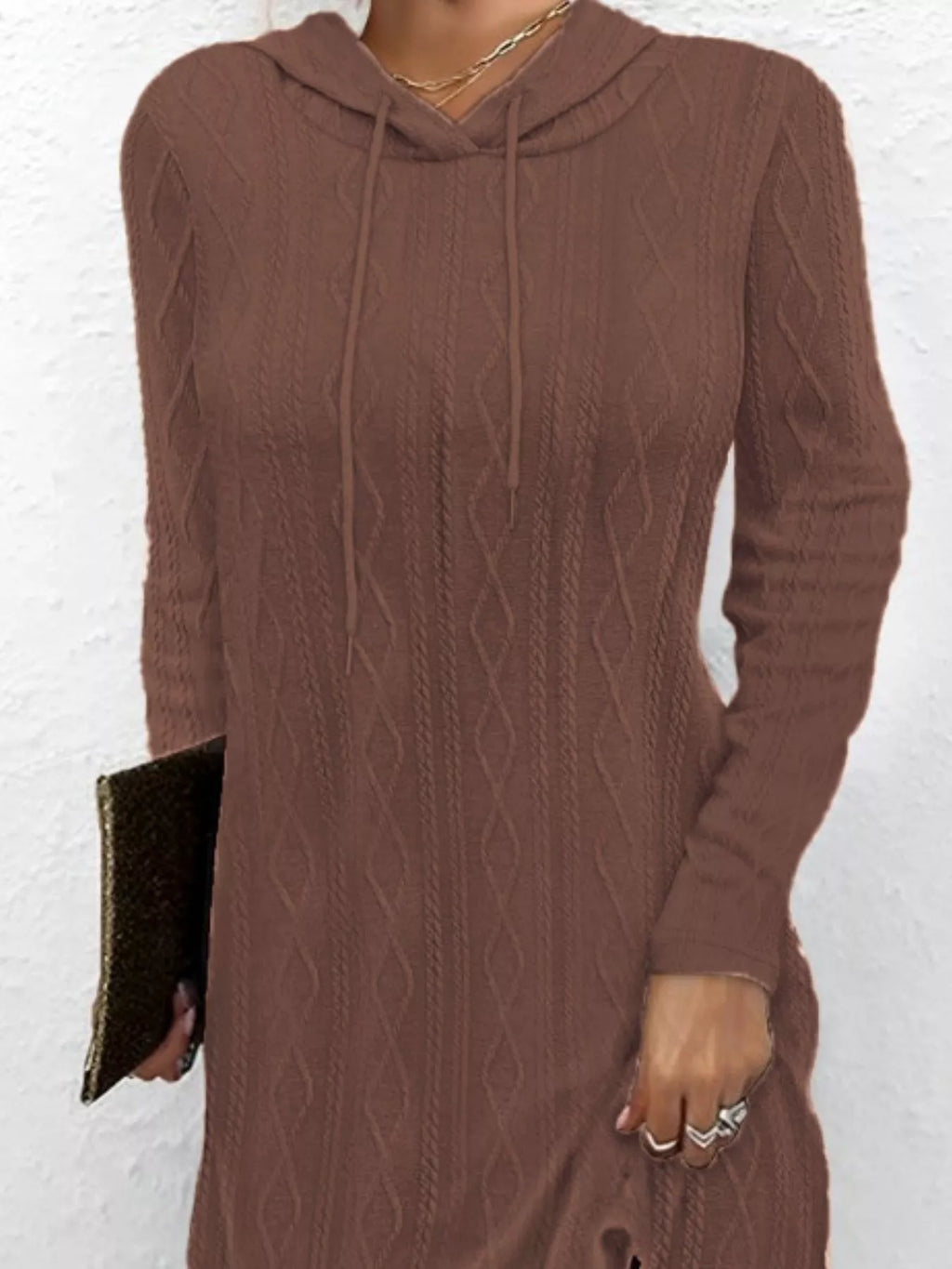 Casual Long Sleeve Hooded Knit Dress - product image 15
