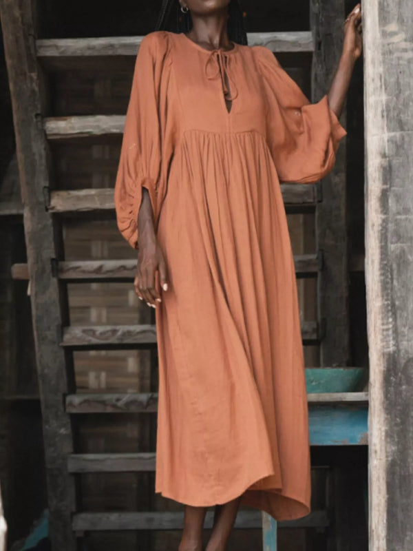 Tie Neck 3/4 Sleeve Midi Dress - product image 11