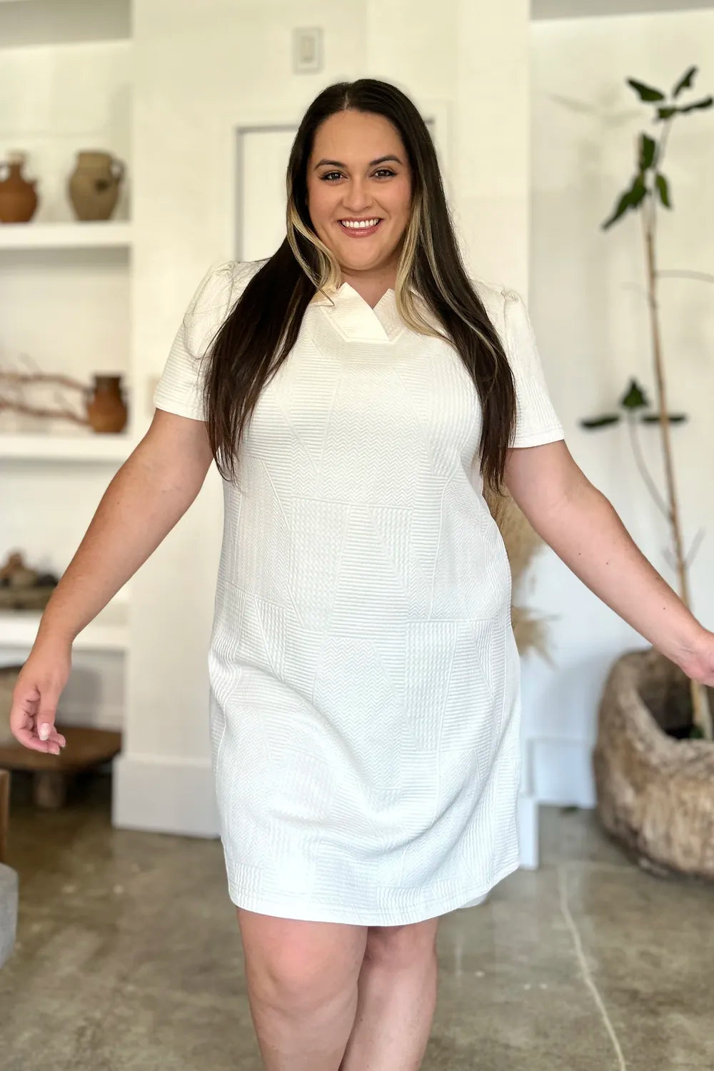 Double Take Texture Short Sleeve Dress - product image 2