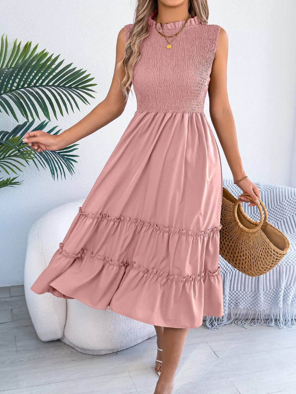 Smocked Sleeveless Tiered Dress - product image 29