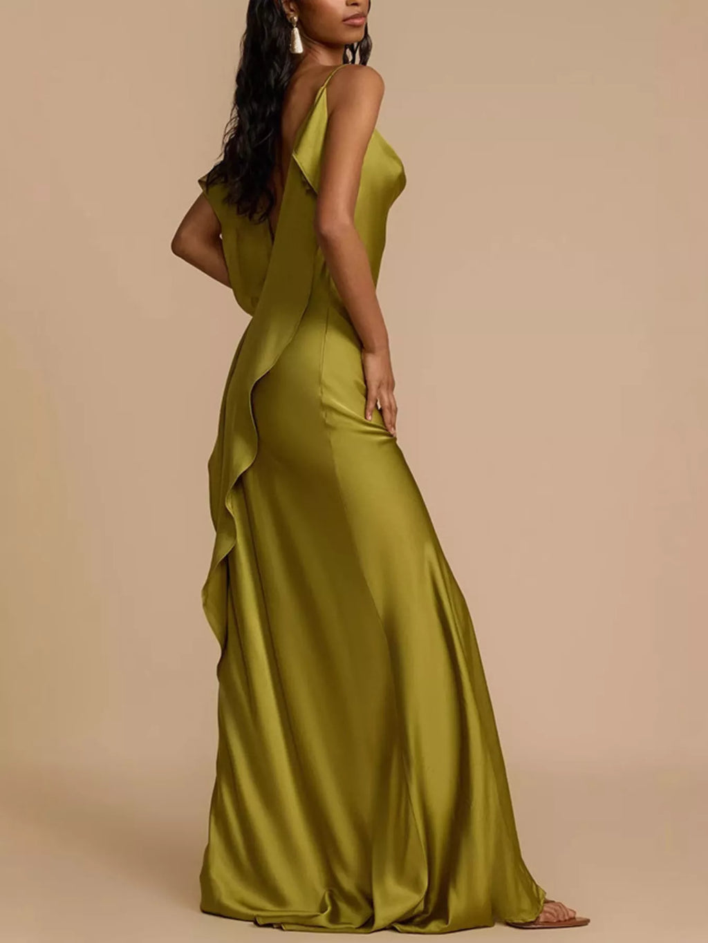 Satin Cowl Neck Slit Maxi Dress - product image 5