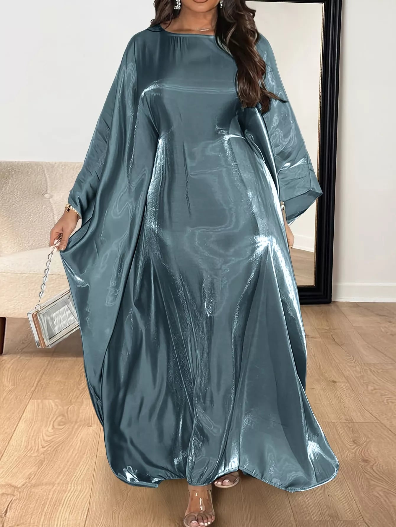 Round Neck Kimono Sleeve Maxi Dress Secondary image